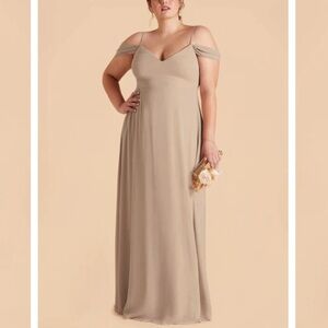 Birdy Grey Devin Convertible Chiffon Bridesmaid Dress Almond 1X Curvy